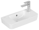 Villeroy & Boch Handwaschbecken Compact O.novo 4342R5, 500 x 250 mm, Eckig, Becken mittig, 1HL. Hahnloch rechts durchgestochen, mit Überlauf, Weiß Alpin