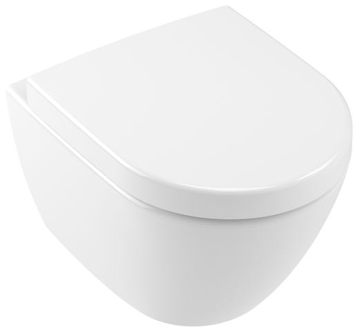 Villeroy & Boch Tiefspül-WC Compact spülrandlos Subway 2.0 5606R0, 355 x 480 x 360 mm, Oval, wandhängend, Abgang waagerecht, mit DirectFlush, Weiß Alpin