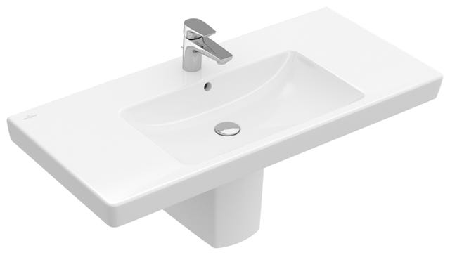 Villeroy & Boch Schrankwaschtisch Subway 2.0 7175A0, 1000 x 480 mm, Rechteck, 1HL. mittleres Hahnloch durchgestochen, mit Überlauf, Weiß Alpin