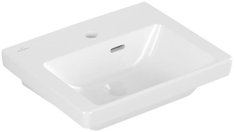 Villeroy & Boch Handwaschbecken Subway 3.0 437045, 450 x 370 mm, Rechteck, 1HL. mittleres Hahnloch durchgestochen, mit Überlauf, Weiß Alpin
