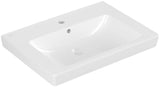Villeroy & Boch Waschbecken Subway 2.0 7113FA, 650 x 470 mm, Rechteck, 1HL. mittleres Hahnloch durchgestochen, mit Überlauf, Weiß Alpin