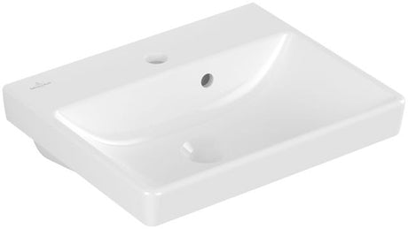 Villeroy & Boch Handwaschbecken Avento 735845, 450 x 370 mm, Rechteck, 1HL. mittleres Hahnloch durchgestochen, mit Überlauf, Weiß Alpin