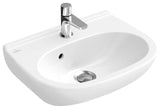 Villeroy & Boch Handwaschbecken Compact O.novo 536045, 450 x 350 mm, Oval, 1HL. mittleres Hahnloch durchgestochen, mit Überlauf, Weiß Alpin