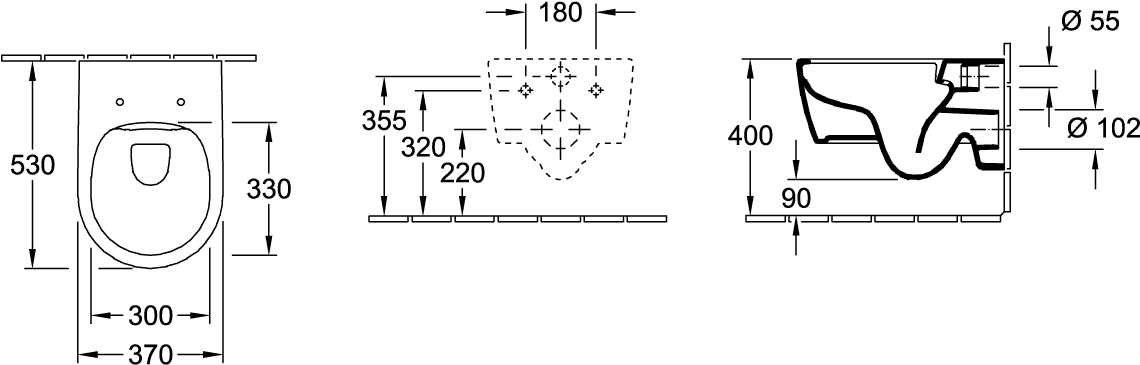 Villeroy & Boch Combi-Pack Avento, wandhängendes Tiefspül-WC oval, mit DirectFlush