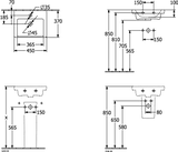 Villeroy & Boch Handwaschbecken Subway 3.0 437045, 450 x 370 mm, Rechteck, 1HL. mittleres Hahnloch durchgestochen, mit Überlauf, Weiß Alpin