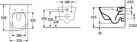 Villeroy & Boch Combi-Pack Architectura, Oval, wandhängend, Spülrandlos, DirectFlush, Weiß Alpin, Abgang waagerecht, Spülwasserbedarf 3 - 4,5 l