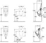 Villeroy & Boch Absaug-Urinal Subway 751301, Wandmontage, Oval, weiß, Zulauf verdeckt, für Deckel