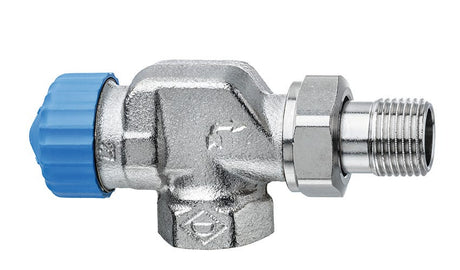 IMI HEIMEIER Thermostat-Ventilunterteil mit geringem Widerstand, Axialform, vernickelt, Schwerkraft Typ, Bronzegehäuse, thermostatisch ohne Knopf, geeignet für Einrohr- und Zweirohrsystem