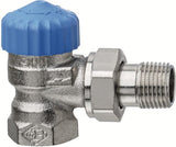 IMI HEIMEIER Thermostat-Ventilunterteil mit geringem Widerstand, Eckform, vernickeltes Rotgußgehäuse, Schwerkraft Typ, Schlussstück/Innengewinde, thermostatisch ohne Knopf, mit Staubkappe, thermostatische Vorbereitung