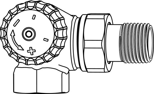 IMI HEIMEIER Thermostat-Ventilunterteil V-exact II, Winkeleck/links, vernickelt, thermostatisch ohne Knopf, mit Voreinstellung