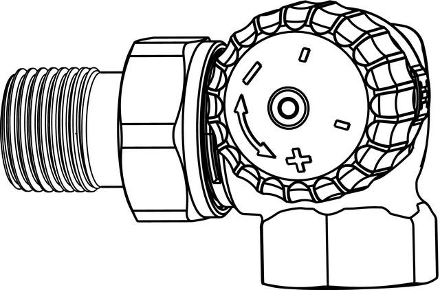 IMI HEIMEIER Thermostat-Ventilunterteil V-exact II, Winkeleck/rechts, vernickelt, mit stufenloser Voreinstellung, ohne Schlagdämpfer, thermostatisch ohne Knopf
