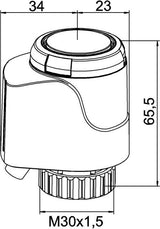 IMI TA Thermischer Stellantrieb EMO T, Zweipunktantrieb, CE-zertifiziert, weißes Gehäuse RAL 9016, schlagfester Kunststoff, Schutzklasse II, Schutzart IP54, Hub 4,7 mm, Stellkraft 125 N, Anschluß M30 x 1,5, Kabellänge 0,8 m