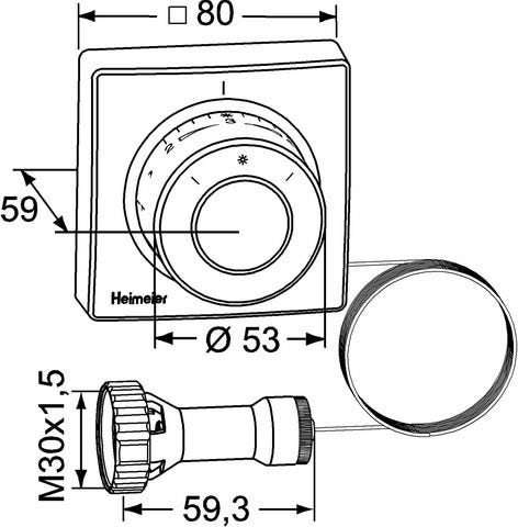 IMI HEIMEIER Thermostat-Kopf F mit Ferneinsteller und 2 m Kapillarrohr