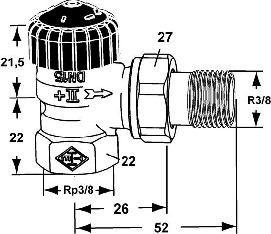 IMI HEIMEIER Thermostat-Ventilunterteil Standard, Eckform, vernickelt