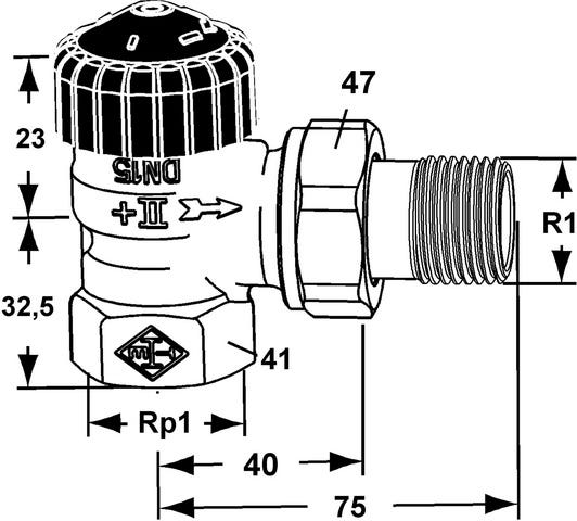 IMI HEIMEIER Thermostat-Ventilunterteil Standard, Eckform, vernickelt