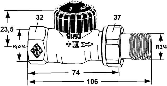IMI HEIMEIER Thermostat-Ventilunterteil Standard, Durchgang, vernickelt, Bronzegehäuse, Thermostatisch ohne Knopf