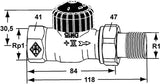 IMI HEIMEIER Thermostat-Ventilunterteil Standard, Durchgang, vernickelt, Bronzegehäuse, Thermostatisch ohne Knopf
