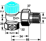 IMI HEIMEIER Thermostat-Ventilunterteil mit geringem Widerstand, Eckform, vernickeltes Rotgußgehäuse, Schwerkraft Typ, Schlussstück/Innengewinde, thermostatisch ohne Knopf, mit Staubkappe, thermostatische Vorbereitung