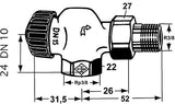 IMI HEIMEIER Thermostat-Ventilunterteil mit geringem Widerstand, Axialform, vernickelt, Schwerkraft Typ, Bronzegehäuse, thermostatisch ohne Knopf, geeignet für Einrohr- und Zweirohrsystem