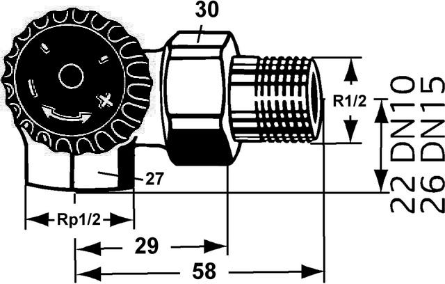IMI HEIMEIER Thermostat-Ventilunterteil mit geregelt Widerstand, Winkeleck