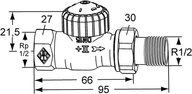 IMI HEIMEIER Thermostat-Ventilunterteil V-exact II, Thermostat-Ventilunterteil mit Voreinstellung, Bronzegehäuse vernickelt, thermostatisch ohne Knopf, für Zweirohrsystem