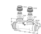 IMI HEIMEIER Ventil Multilux Zweirohr Eck, für Rp 1/2 Innengewinde und G 3/4 Außengewinde