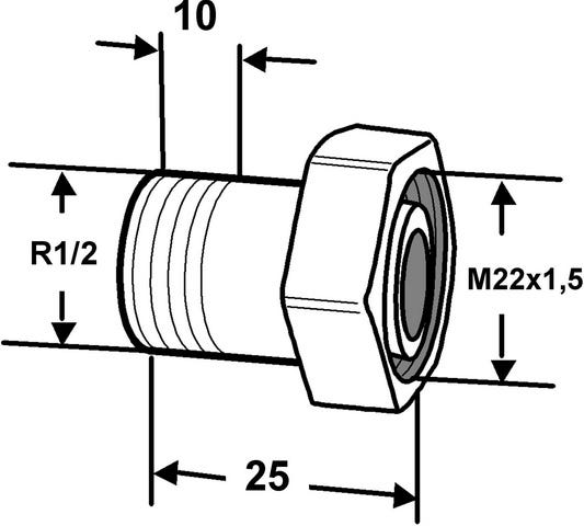 IMI HEIMEIER Heizkörper-Anschlussverschraubung R 1/2 x M 22, AMETAL-C vernickelt