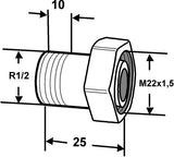 IMI HEIMEIER Heizkörper-Anschlussverschraubung R 1/2 x M 22, AMETAL-C vernickelt