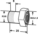 IMI HEIMEIER Heizkörper-Anschlussverschraubung R 3/8 x M 22, AMETAL-C vernickelt