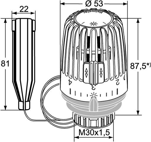 IMI HEIMEIER Thermostat-Kopf K Fernfühler, weiß, mit Flüssigkeitsgefülltem Regelelement, Einstellbereich 6-27 °C, RAL 9016