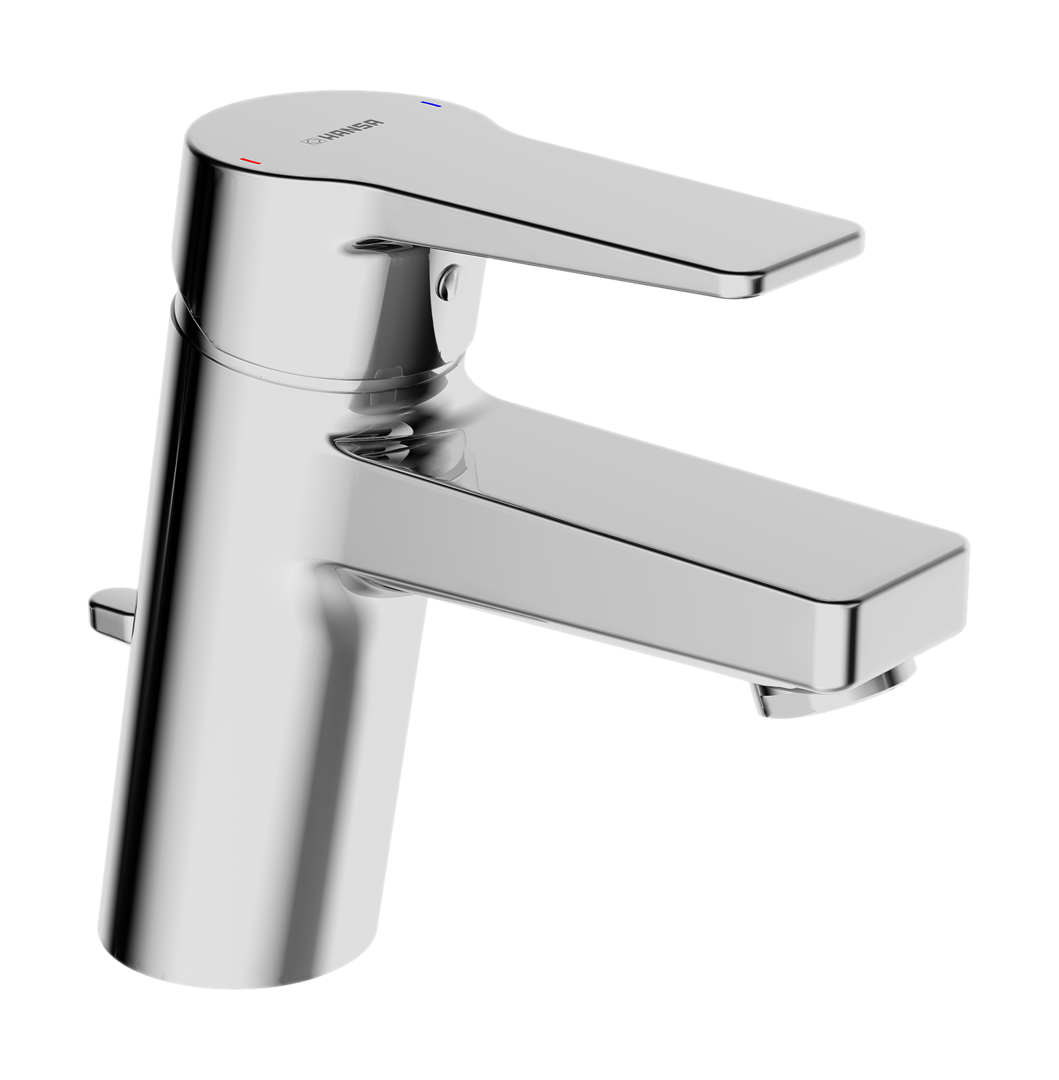 HA Einhebelmischer Waschtischbatterie HANSATWIST 0909 Zugstangenablaufgarnitur Ausladung 121 mm DN15 Chrom