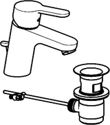 HA Einhebelmischer Waschtischbatterie HANSAPRIMO 4940 Zugstangenablaufgarnitur Ausladung 107 mm DN15 Chrom