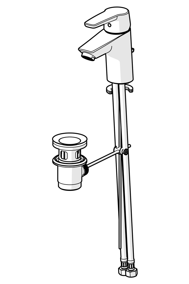 HA Einhebelmischer Waschtischbatterie HANSAPOLO 5140 Zugstangenablaufgarnitur Ausladung 103 mm DN15 Chrom