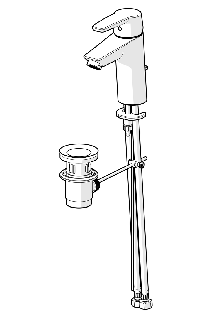 HA Einhebelmischer Waschtischbatterie HANSAPOLO XL 5150 Zugstangenablaufgarnitur Ausladung 110 mm DN15 Chrom