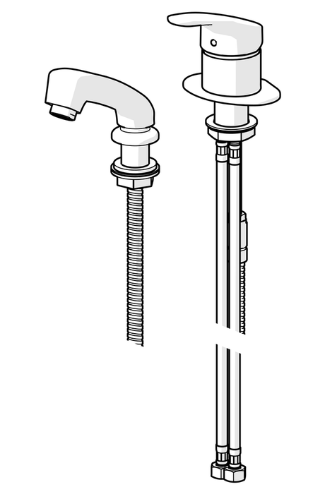 HA Einhand-Einlochbatterie für Friseur-WT HANSAMIX 0126 Rosette rund DN15 Chrom