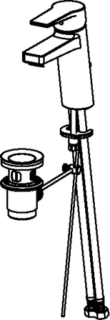 HA Einhebelmischer Waschtischbatterie HANSATWIST XL 0901 Zugstangenablaufgarnitur Ausladung 123 mm DN15 Chrom