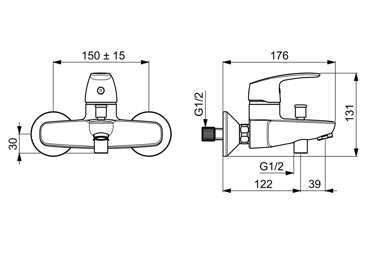 HA Einhebelmischer Wafü und Brausebatterie HANSAPINTO 4511 Ausladung 166 mm DN15 Chrom