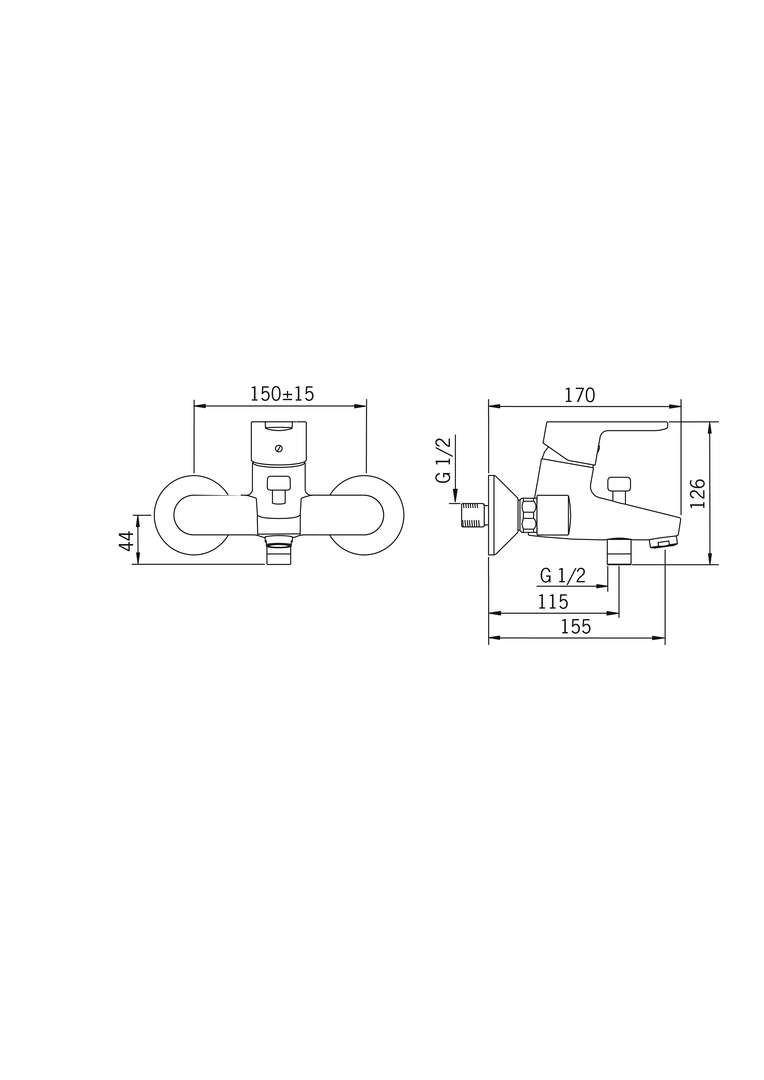 HA Einhebelmischer Wafü und Brausebatterie HANSAPRIMO 4944 Ausladung 155 mm DN15 Chrom