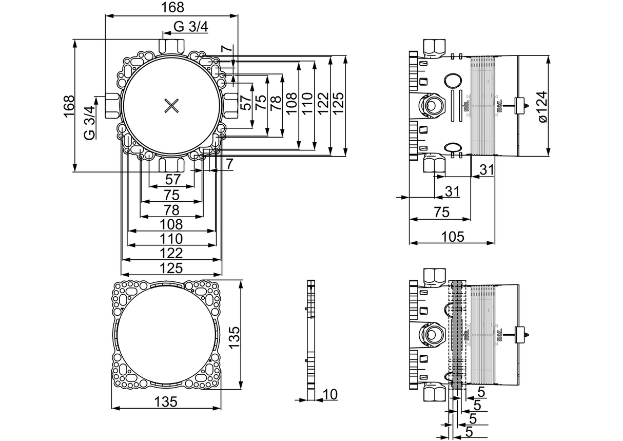 HA UP-Rohbauset Bade- und Brausearmatur HANSABLUEBOX