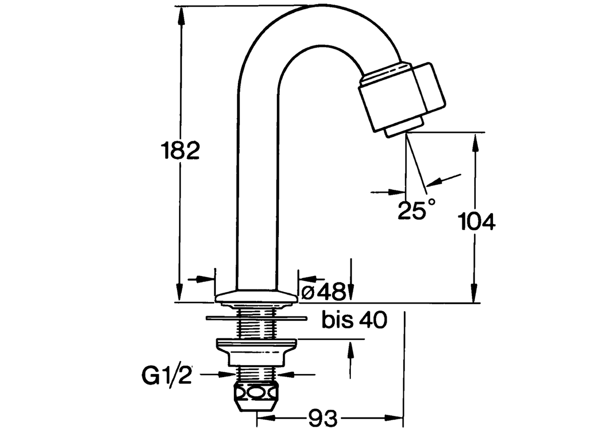 HA Einhebelmischer Waschtischbatterie HANSANOVA 0093 Ausladung 93 mm DN15 Chrom