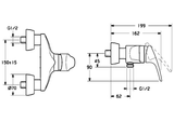 HA Einhebelmischer Brausebatterie HANSAMIX 0167 DN15 Chrom