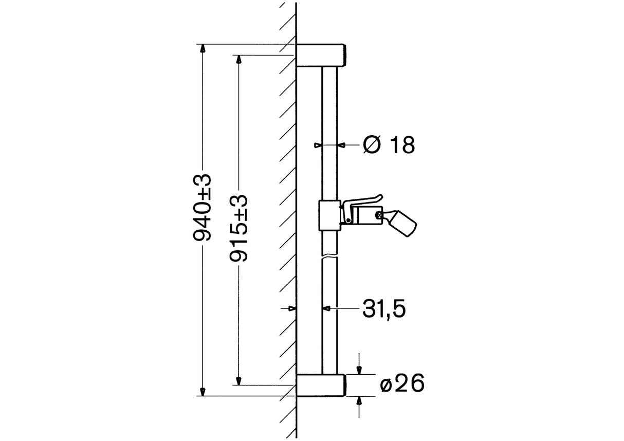 HA Wandstange HANSA 0448 Chrom