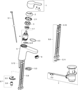 HA Einhebelmischer Waschtischbatterie HANSAPRIMO 4940 Zugstangenablaufgarnitur Ausladung 107 mm DN15 Chrom