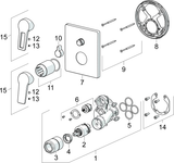 HA Einhebelmischer Fertigmontageset für Wanne/Brause HANSATWIST 8984 Rosette eckig Chrom