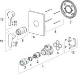 HA Einhebelmischer Fertigmontageset für Brausebatterie HANSAPOLO 8061 Rosette eckig Chrom