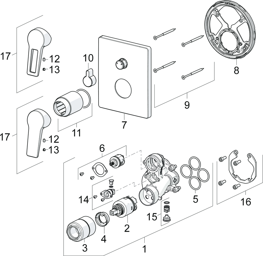 HA Einhebelmischer Fertigmontageset für Wanne/Brause HANSATWIST 8984 Rosette eckig Chrom