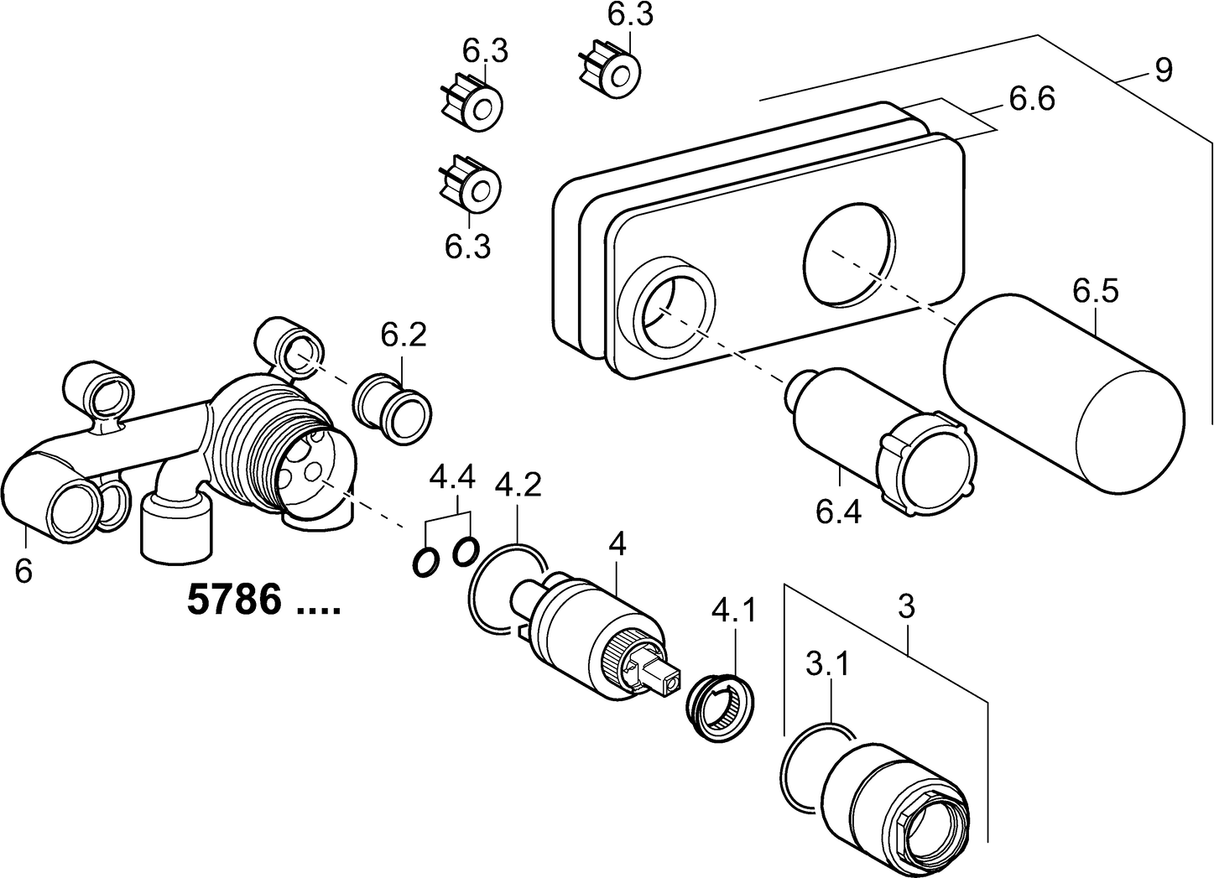 HA UP-Rohbauset Wandarmaturen HANSAVARIO 5786 DN15 3.5 Steuerpatrone