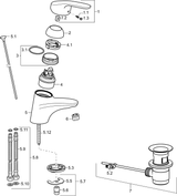 HA Einhebelmischer Waschtischbatterie HANSAMIX 0110 Zugstangenablaufgarnitur Ausladung 127 mm DN15 Chrom