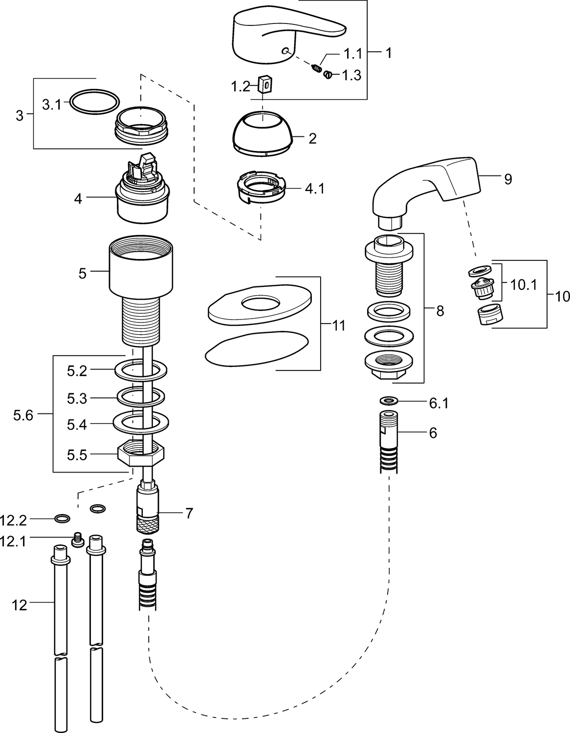 HA Einhand-Einlochbatterie für Friseur-WT HANSAMIX 0126 Rosette rund DN15 Chrom