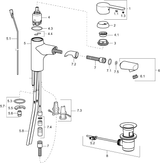 HA Einhebelmischer Waschtischbatterie HANSARONDA 0301 Kupferrohr Zugstangenablaufgarnitur Ausladung 125 mm DN15 Chrom